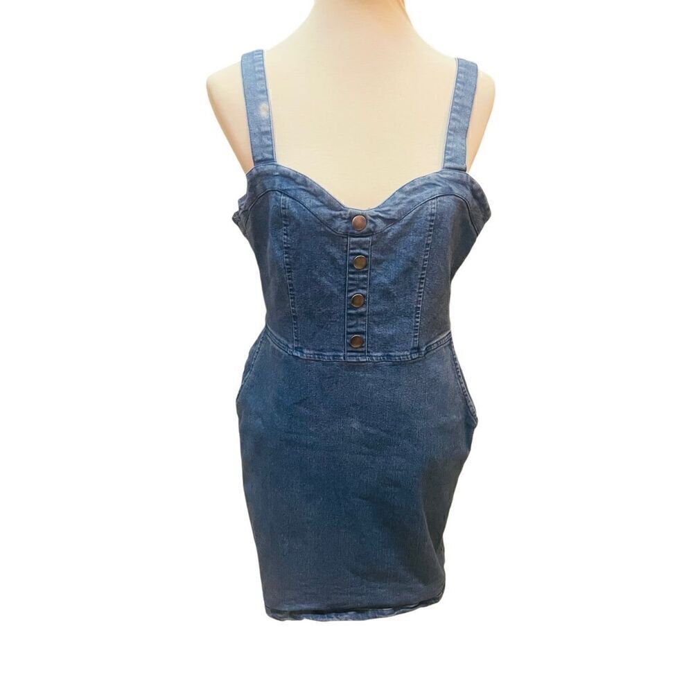 Rue 21 Sleeveless Overall Denim Dress Size Large - Picture 13 of 13